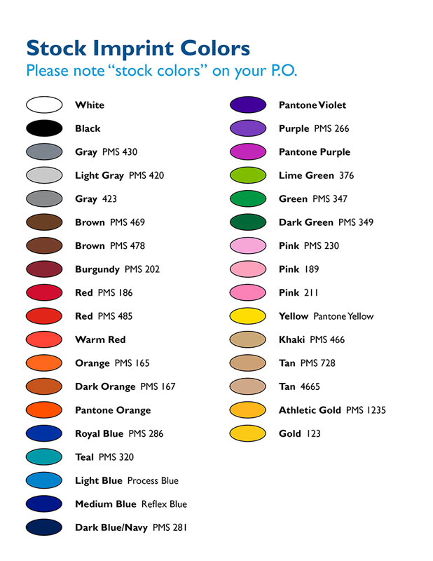 Stock Imprint Colors